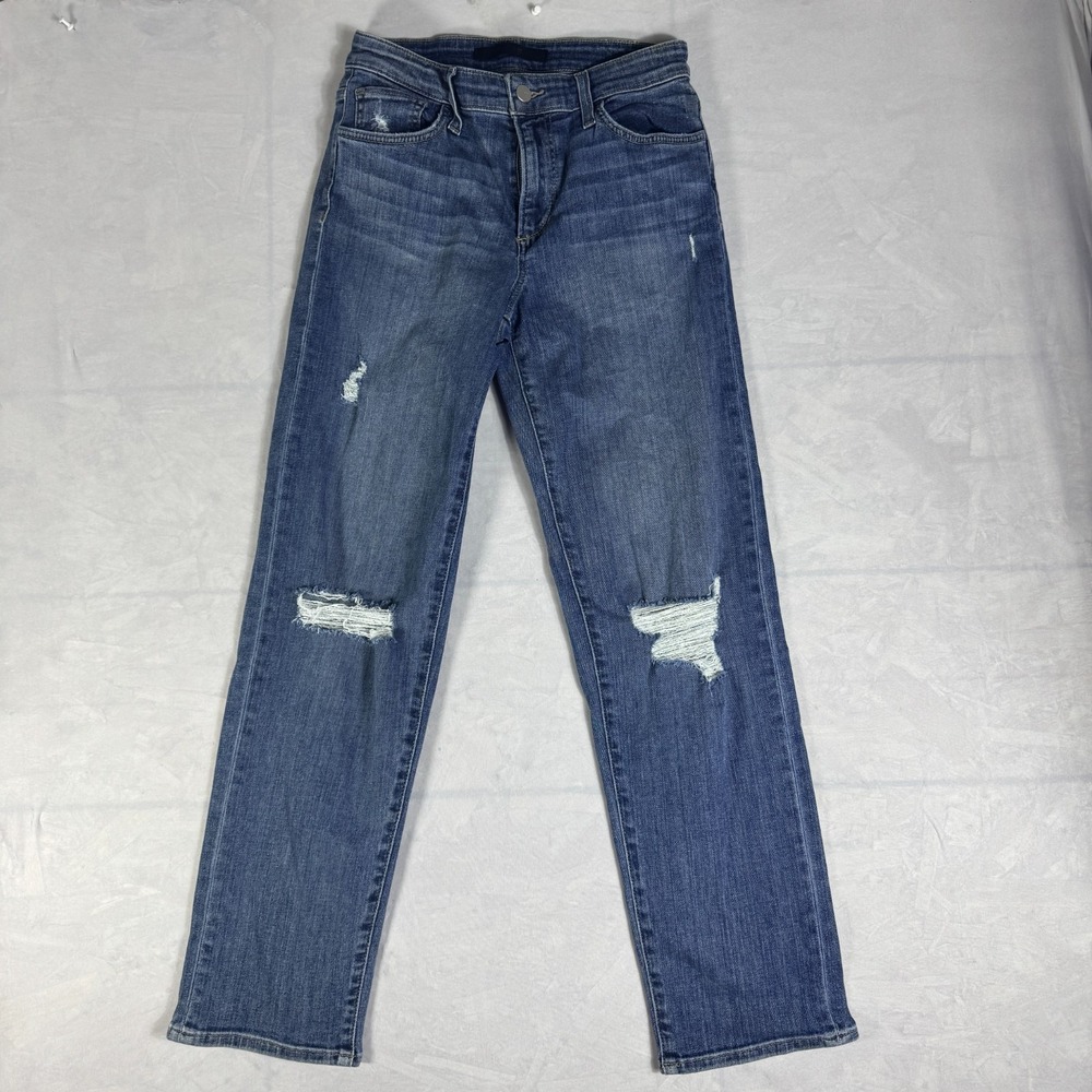 Joe's Niki Womens Boyfriend Jeans Blue Stretch Denim Distressed Mid Rise W 24